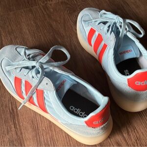 Adidas Sky Blue and red/orange striped women’s Athletic Shoes